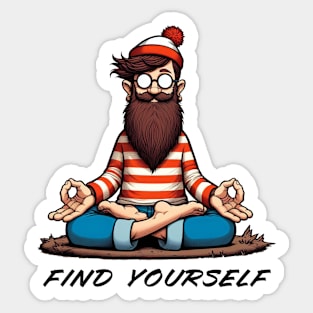 Find Yourself - Funny Meditation / Yoga Design Sticker